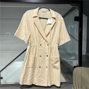 Sandro Cream Double-Breasted Mini Dress sz 36 4 S